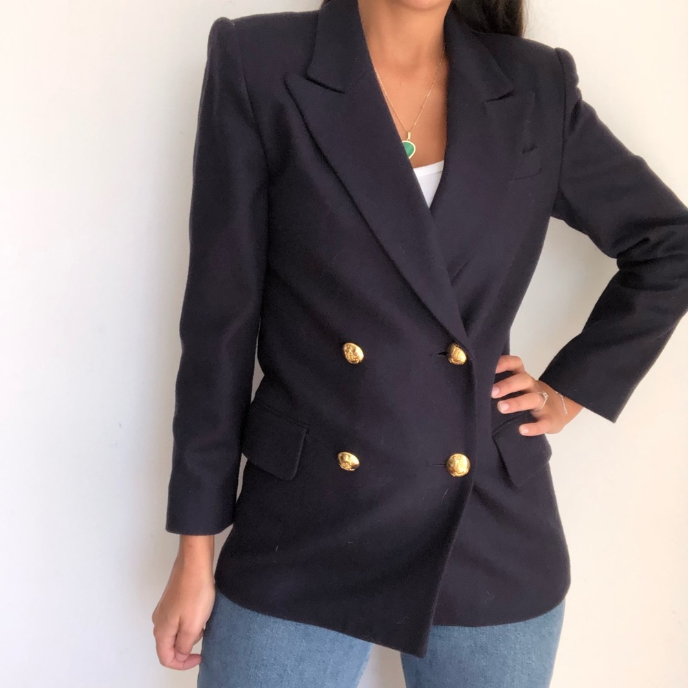 Vintage Oleg Cassini wool double breasted blazer 2